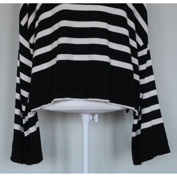 PLANET By LAUREN G Black & Cream Striped Turtleneck Sweater, One Size XS S M L - Picture 5 of 13